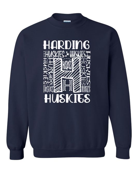 Harding "H" Crewneck Navy Sweatshirt