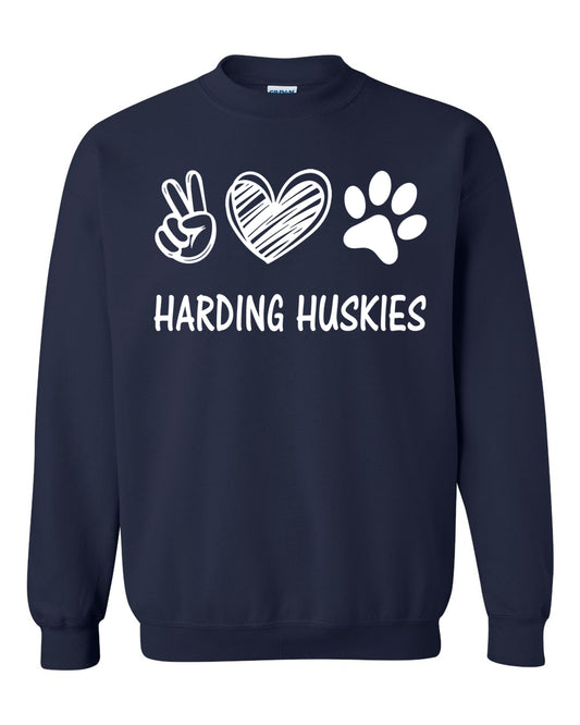 Harding Peace Love Paw Navy Crewneck Sweatshirt