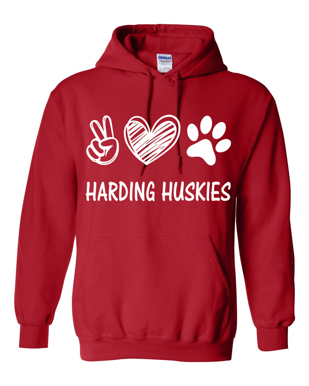 Harding Peace Love Paw Red Hoodie