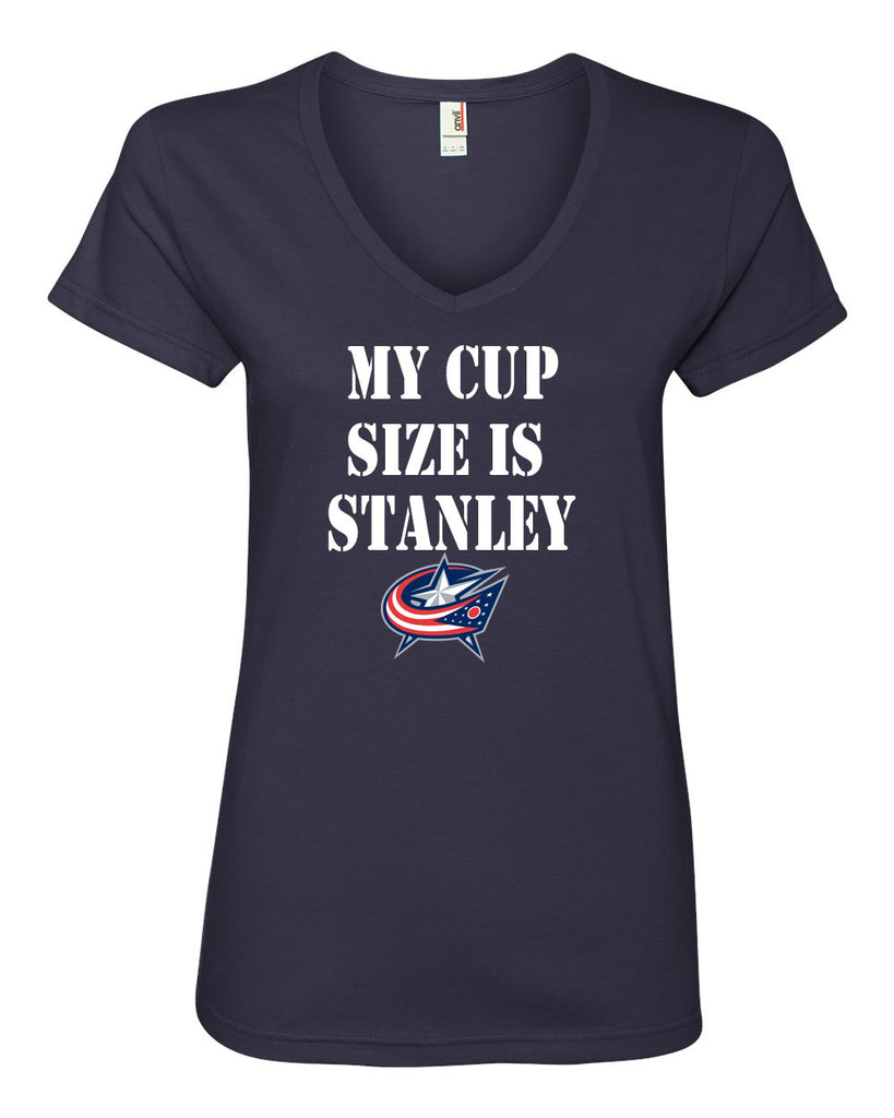 My Cup Size is Stanley Columbus Blue Jackets Ladies Vneck t-shirt