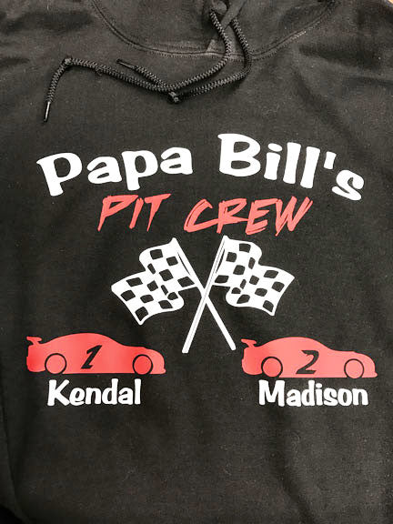 Grandpa's Pit Crew - Grandkids Hoodie or Papa or Uncle