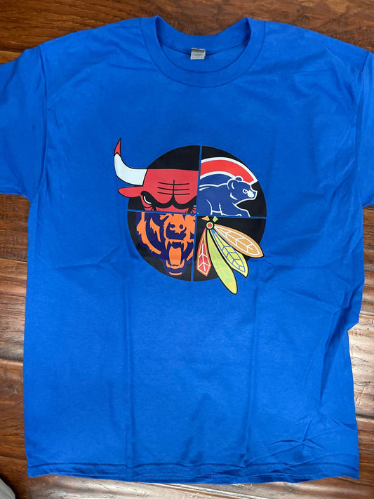 Chicago 4 Team (Bulls, Cubs, Bears, Hawks) T-Shirt