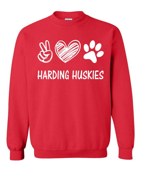Harding Peace Love Paw Red Crewneck Sweatshirt