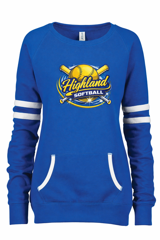 Highland Softball Stripe Women's Crewneck Sweatshirts
