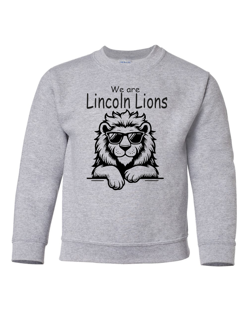 Lincoln Lions Grey Youth Crewneck Sweatshirt