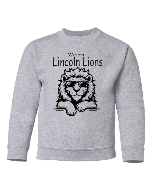 Lincoln Lions Grey Youth Crewneck Sweatshirt