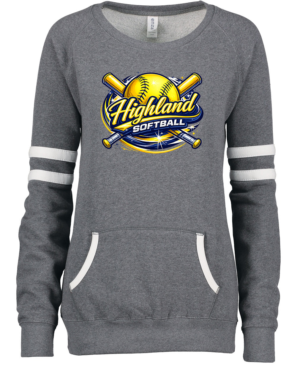 Highland Softball Stripe Women's Crewneck Sweatshirts