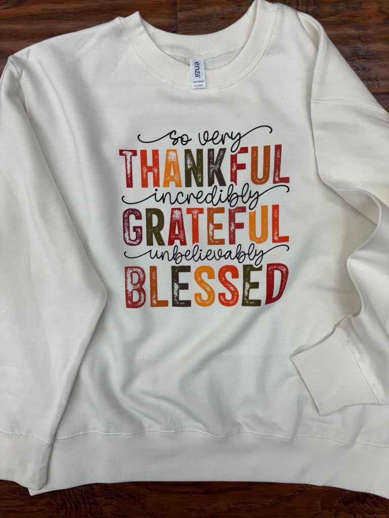 Thankful Grateful Blessed Box Crew Neck Sweatshirt