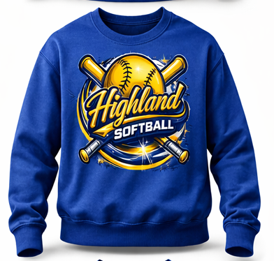 Highland Softball Crewneck Sweatshirts