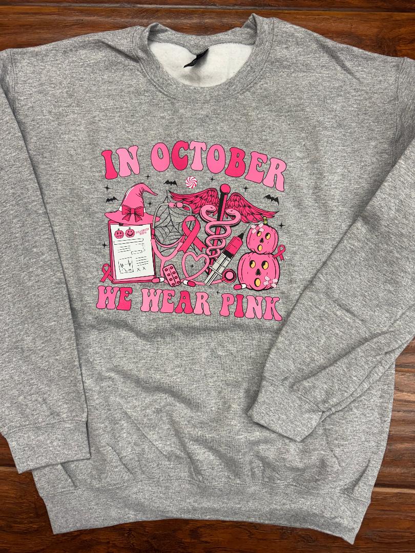 Nurse Breast Cancer Crewneck Sweatshirt