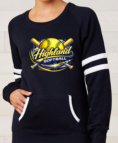 Highland Softball Stripe Women's Crewneck Sweatshirts