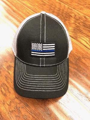 Police Blue Line Stripe Flag Trucker Style Hat