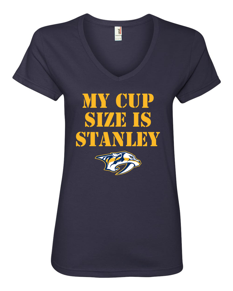 My Cup Size is Stanley Nashville Predators Ladies Vneck t-shirt