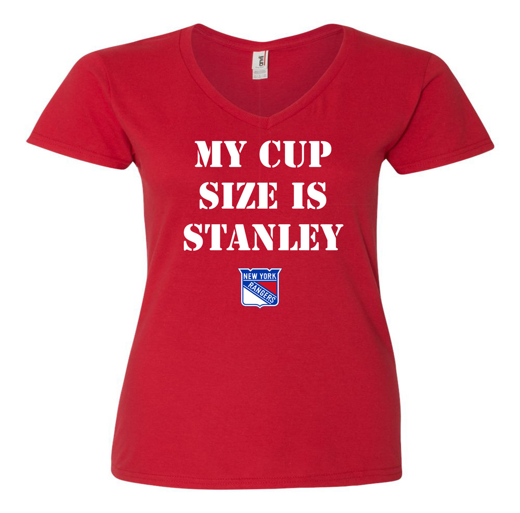 My Cup Size is Stanley New York Rangers Ladies Vneck T-shirt